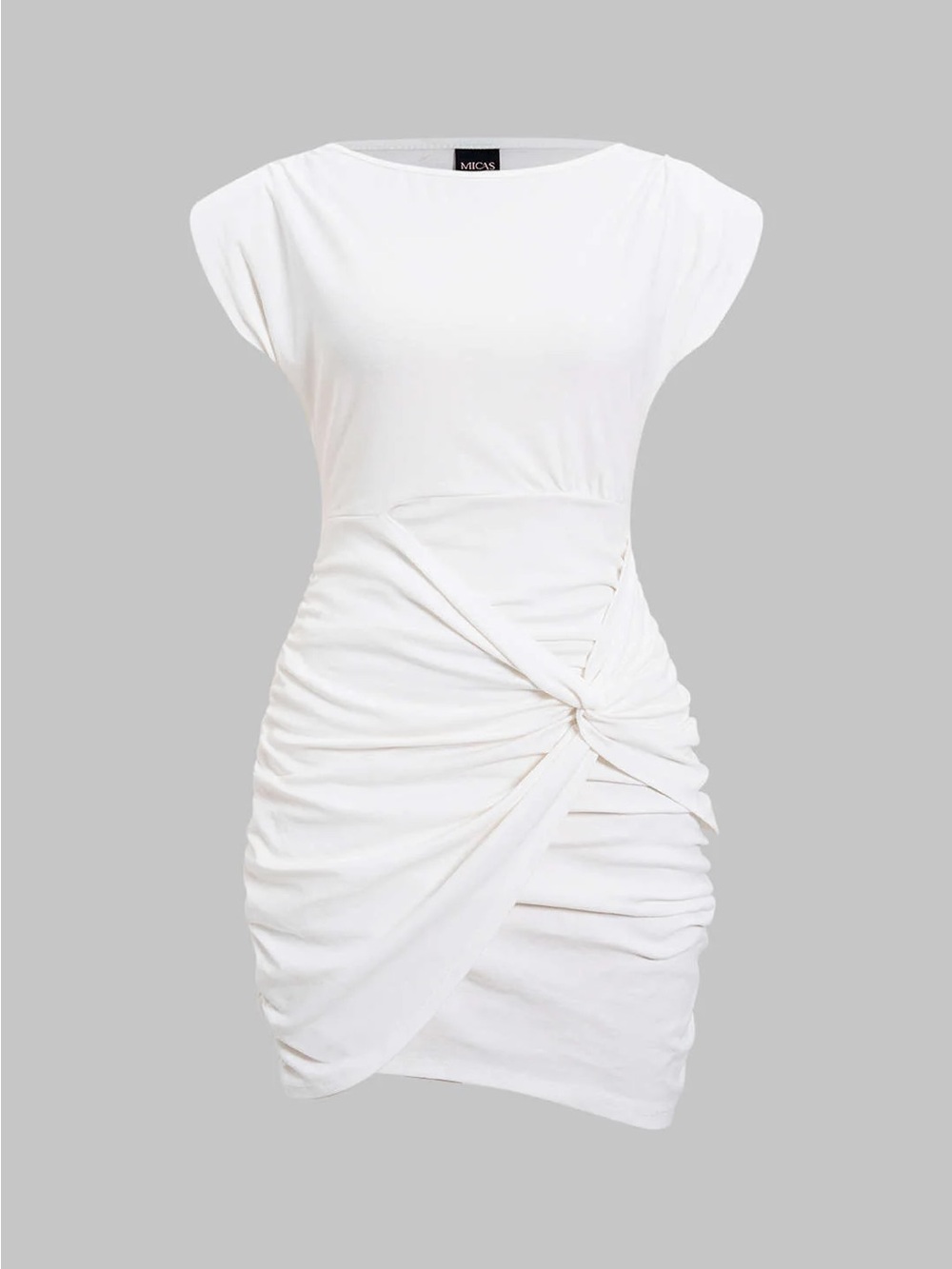White Twist-Knot Mini Dress - Women's Sleeveless Cocktail Dress